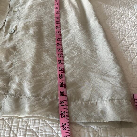 CUT LOOSE S Metallic Sheen Blouse Bone Sz S Oversized Elegant Exquisite Elevated - Picture 8 of 10